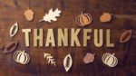 Placard with the word Thankful on it