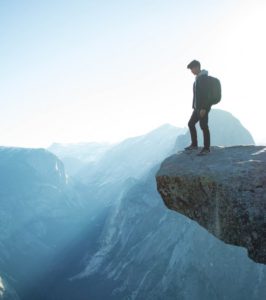 Standing on the edge of a cliff without fear